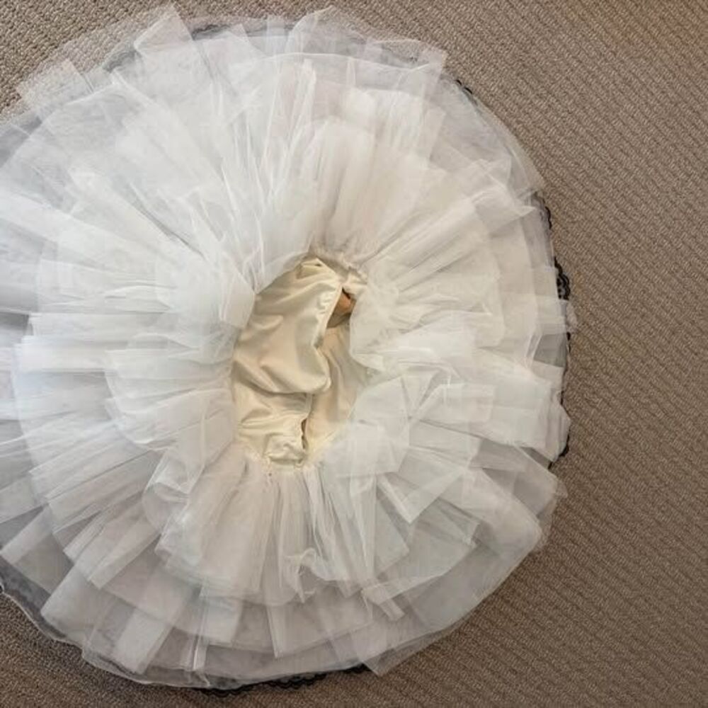 White Ballet Tutu with Black Floral Embroidery - Picture 6 of 8